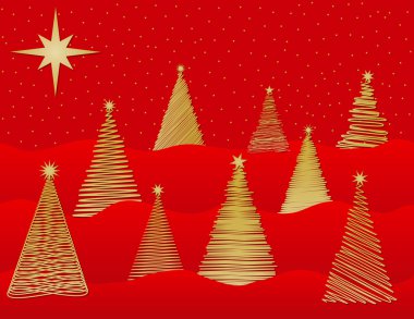 Nine Stylized Christmas Trees - Vector File clipart