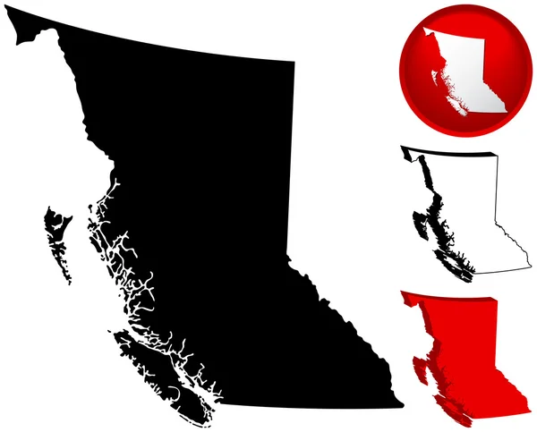 Детальна карта провінції Британська Колумбія, Канада — стоковий вектор