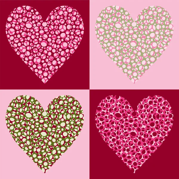 Four Bubble Filled Hearts — Stock Vector