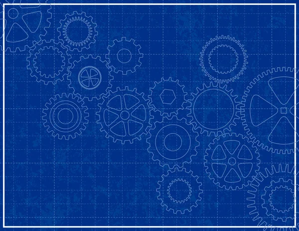 Blueprint Background with cogs — Stock Vector