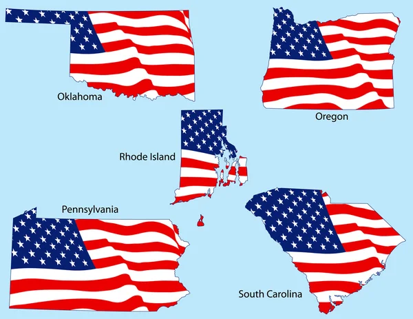 Fem stater med flaggor — Stock vektor