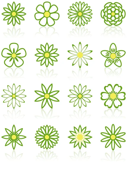 Šestnáct květina ikony — Stockový vektor