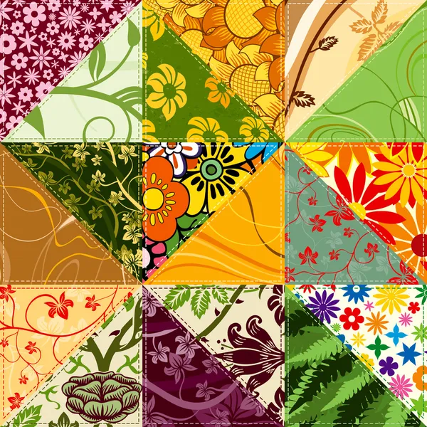Květinový patchwork — Stockový vektor