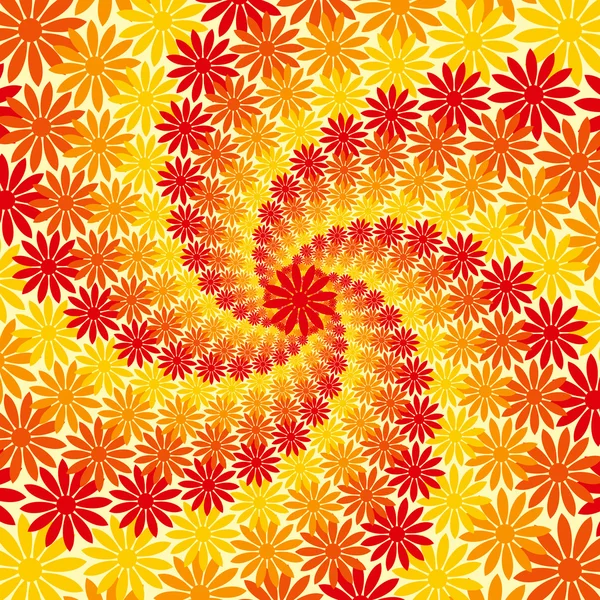 Rot orange und gelb Blumen wirbeln Hintergrund — Stockvektor