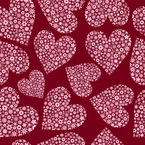 Azulejo sin costura de los corazones llenos de flores — Archivo Imágenes Vectoriales