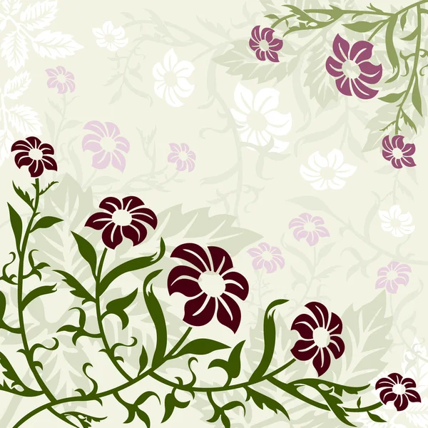 Arrière-plan floral vert et violet — Image vectorielle