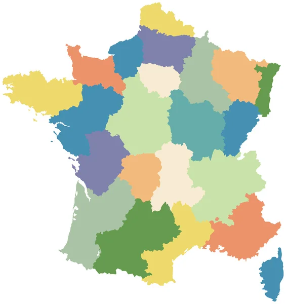 Мапа Франції розділена на регіонів — стоковий вектор
