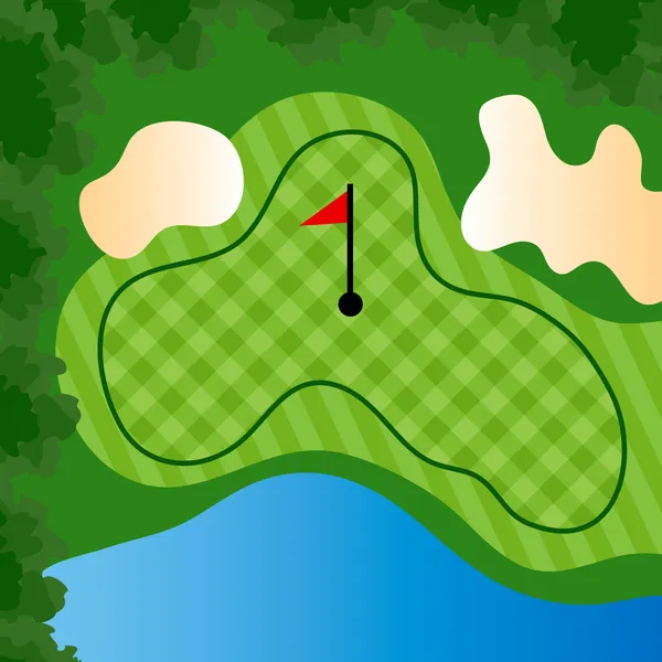 Campo de golf agujero — Vector de stock