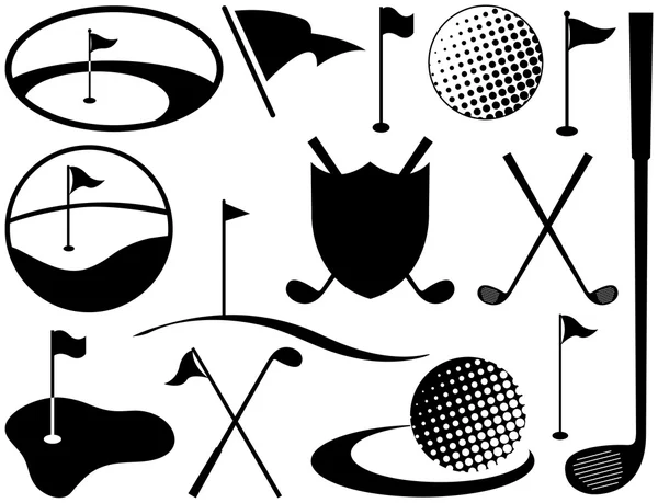 Black and White Golf Icons — Stock Vector