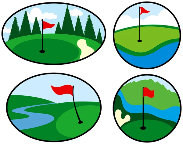 Ícones coloridos de golfe —  Vetores de Stock
