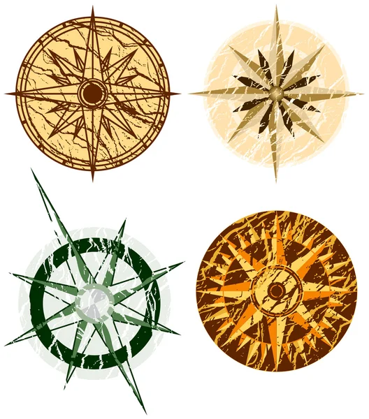 Quatro Compasses Grunge —  Vetores de Stock