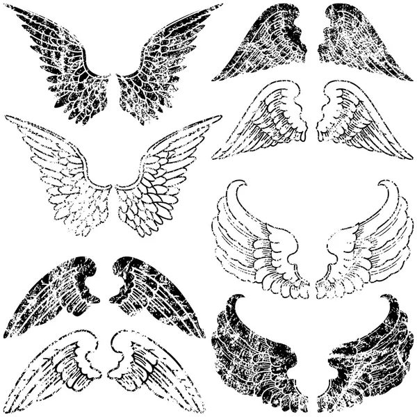 Grunge Angel Wings — Stock Vector
