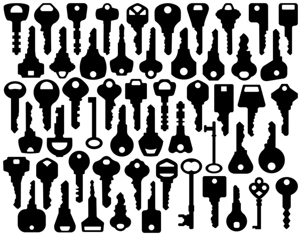 stock vector Assorted Key Silhouettes