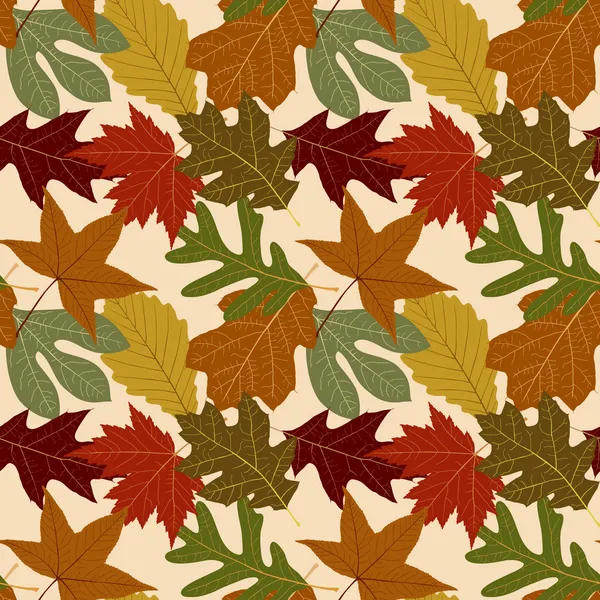 无缝重复秋天树叶背景 — 图库矢量图片