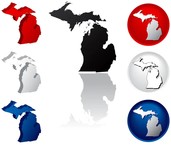 Icônes de l'État du Michigan — Image vectorielle