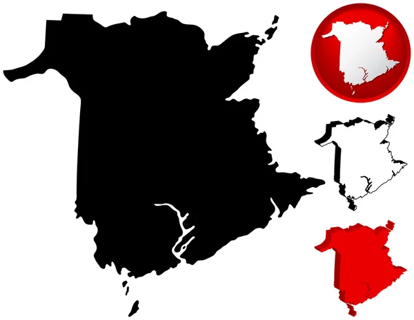 뉴 브 런 즈 윅, 캐나다의 상세한 지도 — 스톡 벡터