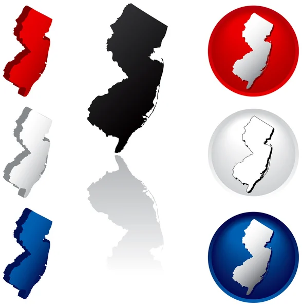 Ícones do Estado de Nova Jersey — Vetor de Stock