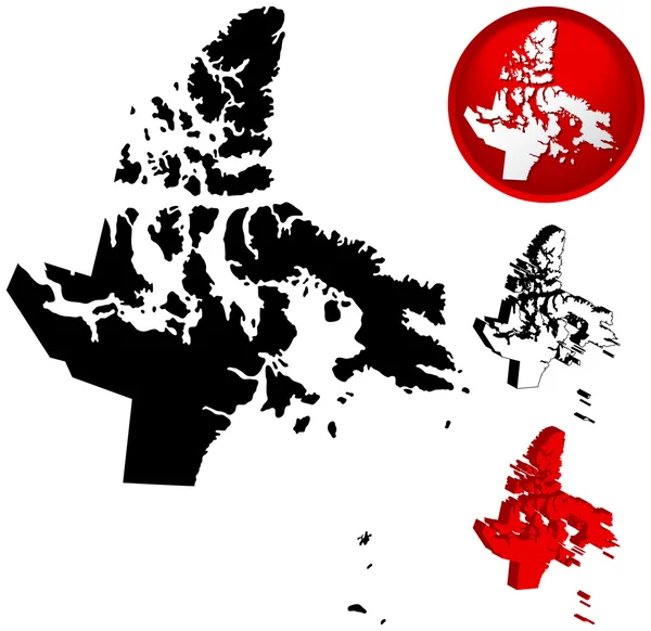 Detaillierte Karte von Nunavut, Kanada — Stockvektor