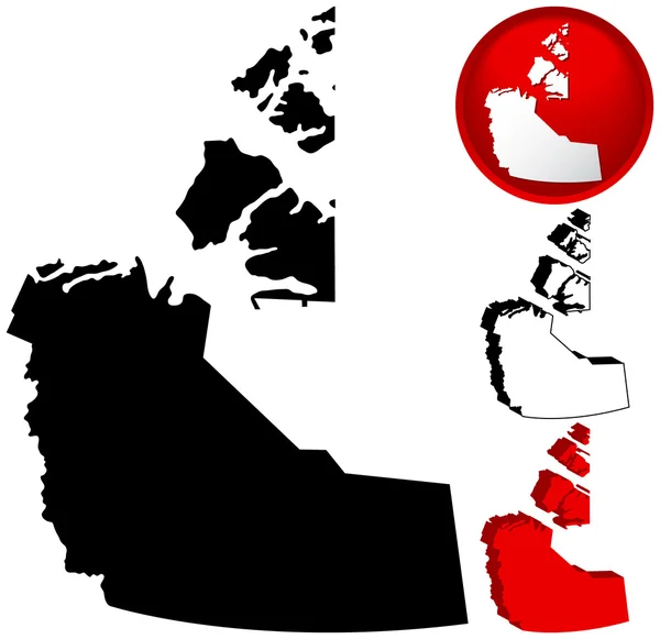 Detaillierte Karte der nordwestlichen Territorien, Kanada — Stockvektor