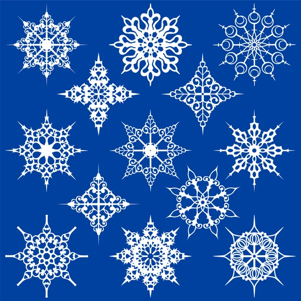 Varios copos de nieve ornamentados — Archivo Imágenes Vectoriales