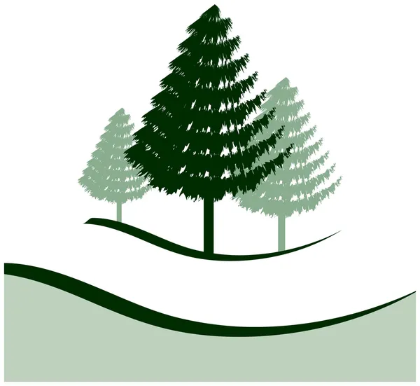 Three Pine Trees — Stock Vector