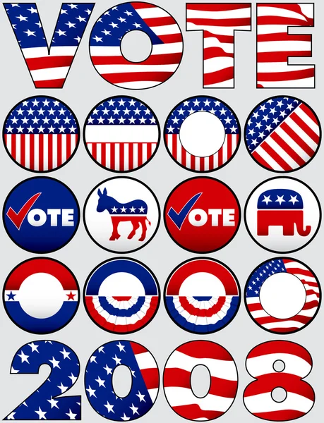 Olika politiska knappar och ikoner — Stock vektor