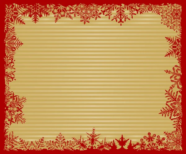 Rött och guld randig snöflinga bakgrund — Stock vektor