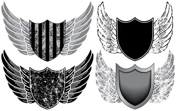 Escudos com asas — Vetor de Stock