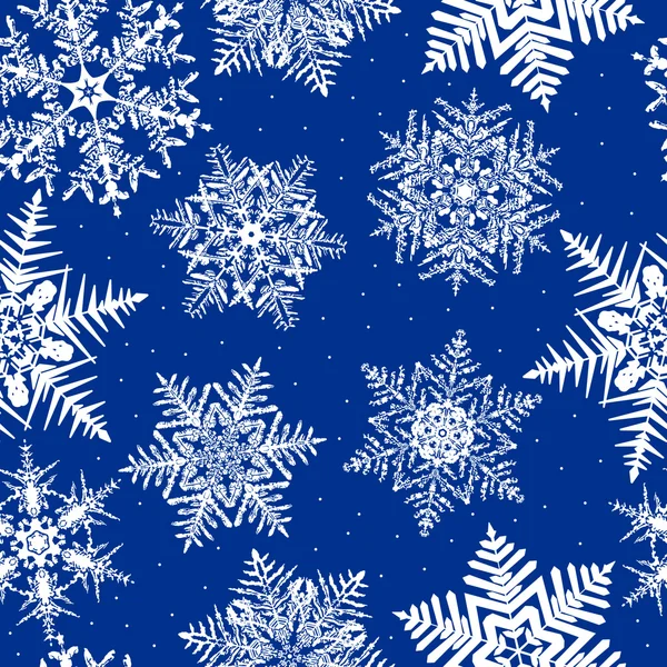 Fond de flocon de neige répété sans couture — Image vectorielle