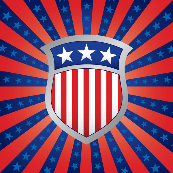 Красно-белое и синее на звездно-полосатом фоне
