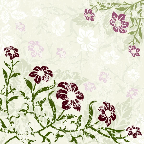 Arrière-plan floral avec grunge — Image vectorielle