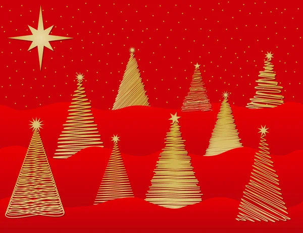 Negen gestileerde kerstbomen - vector bestand — Stockvector