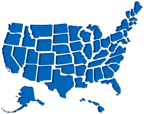 Vereinigte staaten 3d karte — Stockvektor