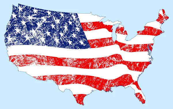 Carte des États-Unis avec drapeau et grunge — Image vectorielle