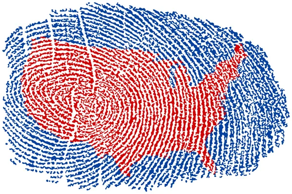 Estados Unidos Mapa dentro de uma impressão digital —  Vetores de Stock