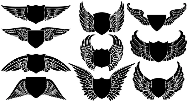 翼を持つ盾 — ストックベクタ