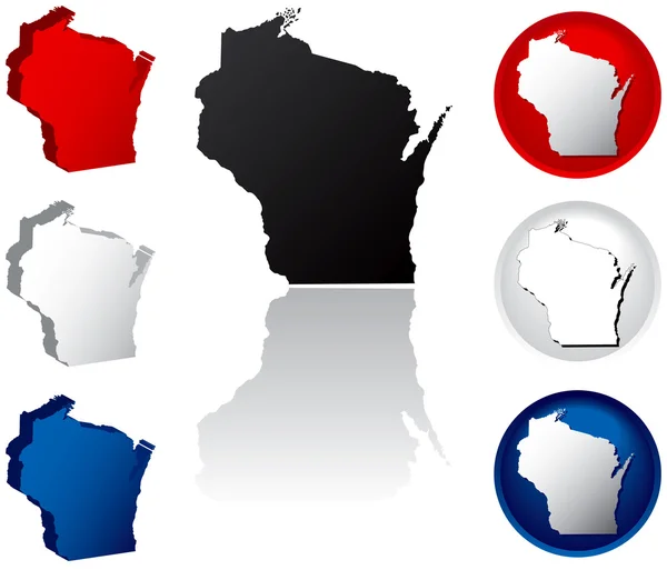 Ícones do Estado do Wisconsin —  Vetores de Stock