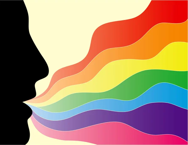 Face silhouette with a rainbow — Stock Vector