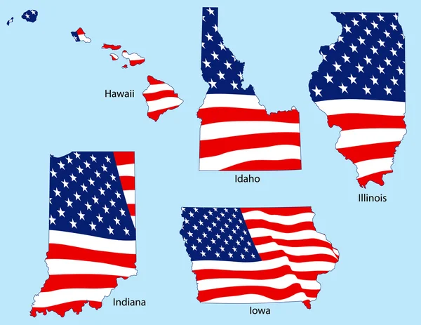 Fünf Staaten mit Flaggen Vektorgrafiken