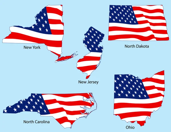Fünf Staaten mit Flaggen Stockillustration