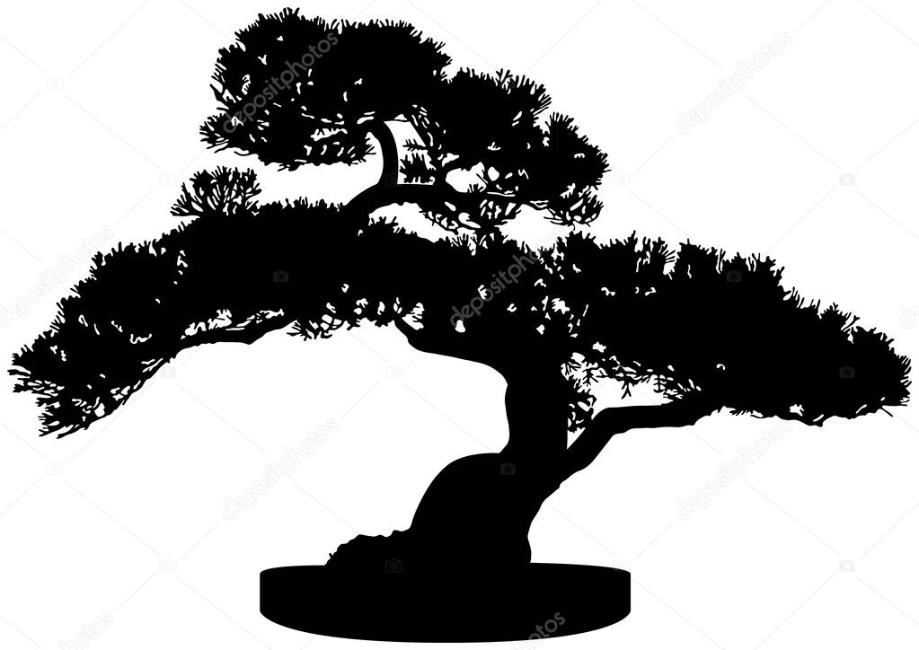 Bonsai Tree Silhouette Stock Vector C Adroach 8995693