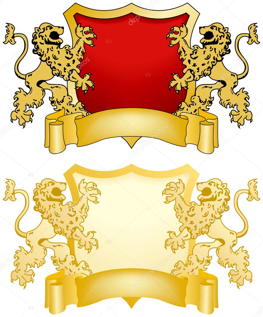 Shield and Banner with Lions