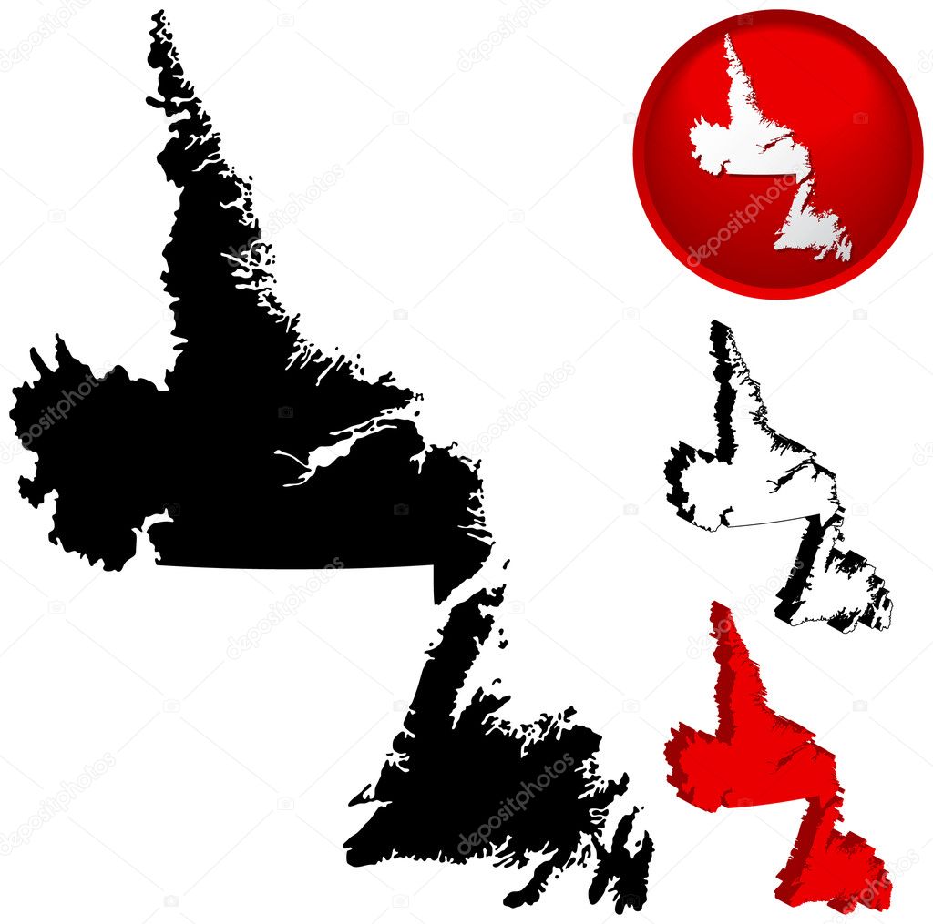 Detailed Map of Newfoundland, Canada Stock Vector by ©adroach 8996307