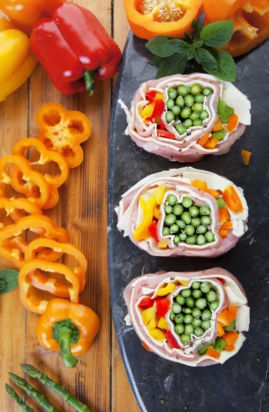 Prepared Pork Pinwheels — Stock Photo, Image