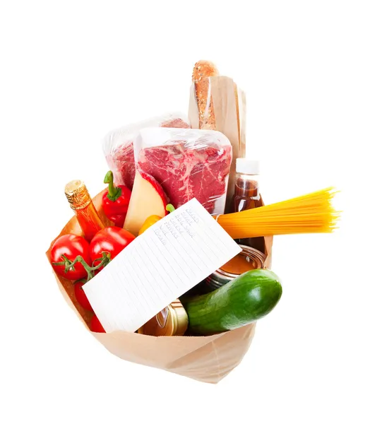 Groceries With List — Stock Photo, Image