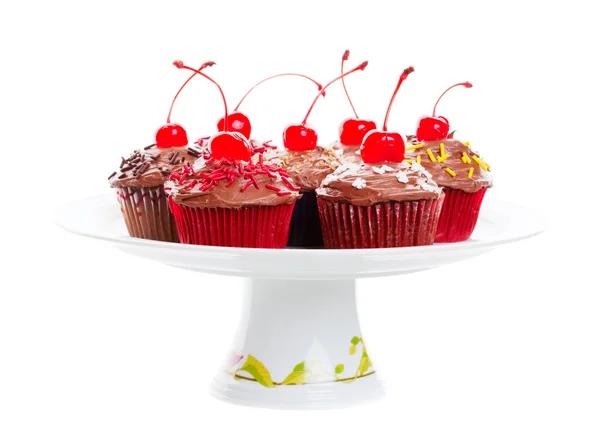 Chocolate Cherry Cupcakes — Stock Photo, Image