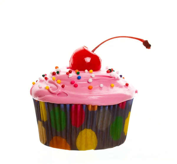 Cupcake de cereja rosa — Fotografia de Stock