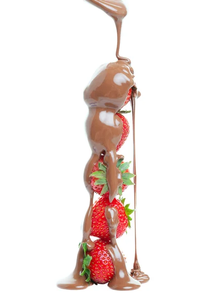 Strawberries and Milk Chocolate — Stock Photo, Image
