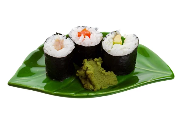Sushi op een blad — Stockfoto