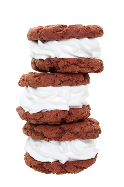 Choklad grädde fylld cookie stack — Stockfoto